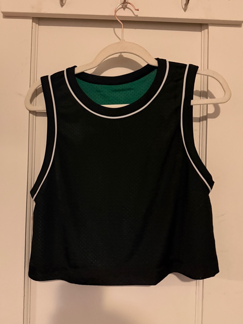lululemon athletica Black Mesh Crop Top with White Trim